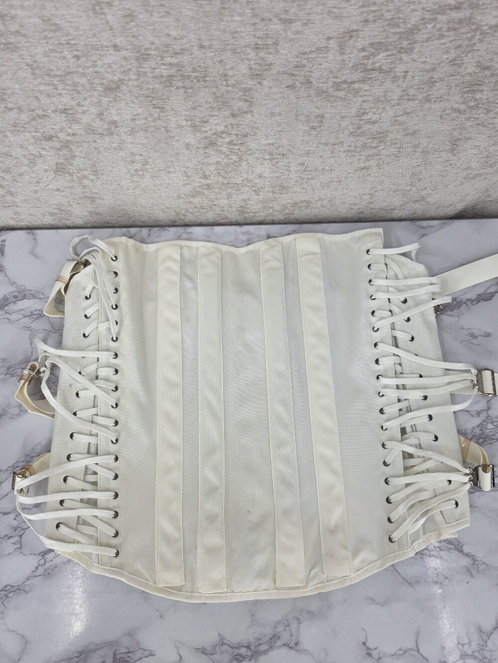 CAMP Vintage Medical Corset White 50s 60s  Lace Up Steampunk Girdle